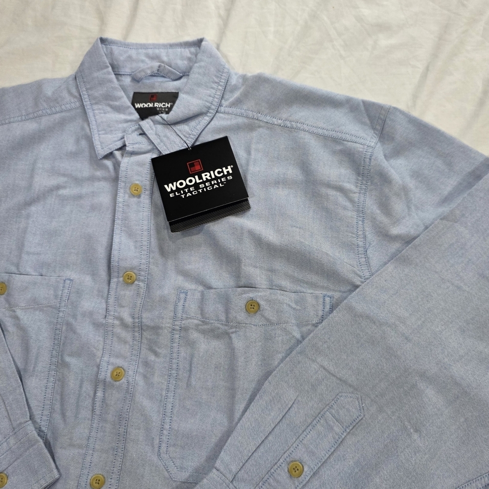 NWT Woolrich Elite Series Tactical 100% Cotton Long Sleeve Button Up Shirt. L